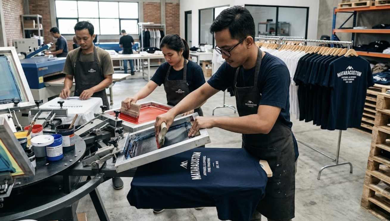 ilustrasi teknik sablon sesuai jenis kain